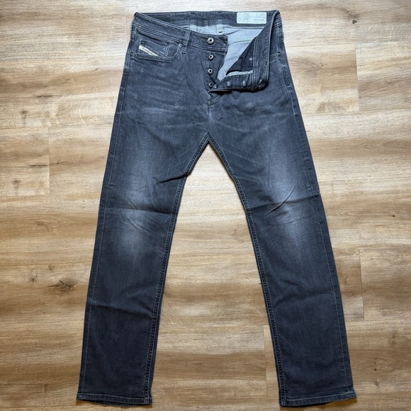 Diesel Jeans Men 29x32 Black Waykee Regular Straight Leg Stretch Faded R9F66